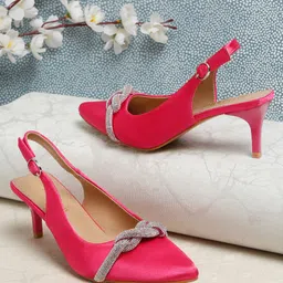 Flat n Heels Embellished Pointed Toe Slim Heels With Buckles-26
