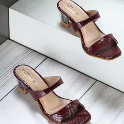 Shezone Maroon Block Sandals-23