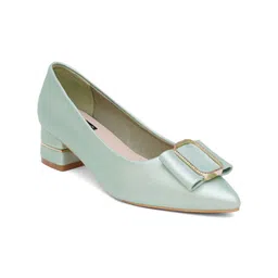 Sherrif Shoes Closed Back Block Pumps With Bows image 4