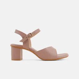 Mast & Harbour Peach-Coloured Open Toe Block Heels image 5
