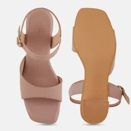 Mast & Harbour Peach-Coloured Open Toe Block Heels image 2