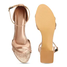 ICONICS Textured Open Toe Block Heels image 5