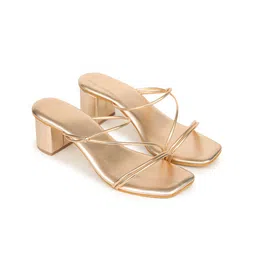 Shezone Textured Open Toe Block Heels image 4