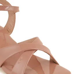 Mast & Harbour Peach-Coloured Open Toe Block Heels image 4