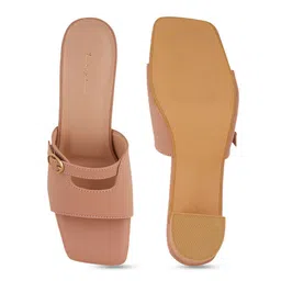 Mast & Harbour Peach Coloured Open Toe Block Heels image 5