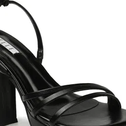 ELLE Open Toe Block Heels With Lace-Ups image 2