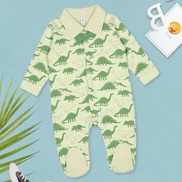 MeeMee Infant Dino Printed Cotton Sleepsuit-image-14