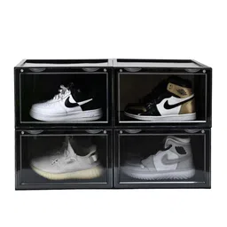 Sasimo Set of 4 Black Solid Plastic Shoe Organizers-32