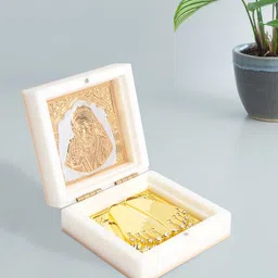 Golden Peacock White 24 Ct Gold Polished White SaiBaba Wood Prayer Box-41