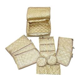 Kuber Industries Golden Quilted Satin Jewellery Organiser-43