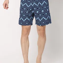 UnderJeans by Spykar Men Printed Mid-Rise Regular Fit Lounge Shorts-image-37
