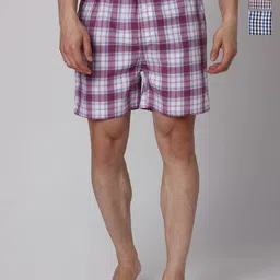 URBAN SCOTTISH  Men Pack Of 3 Checked Cotton Boxers USBX2467-image-11