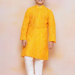 Aj DEZInES Boys Bandhani Printed Pure Cotton Kurta with Pyjamas-picture-32