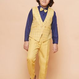 Aj DEZInES Boys 3 Piece Checked Waistcoat with Trousers and Bowtie-image-11
