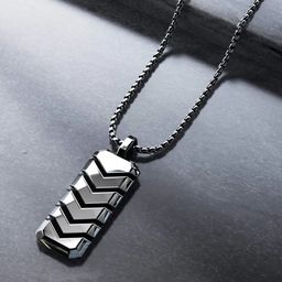 Fashion Frill Men Silver-Plated Bar-Shaped Pendants with Chains-image-4