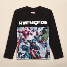 Kids Ville Boys Black Avengers Print T-shirt-image-55
