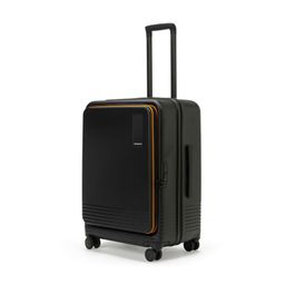 mokobara The Access Expandable Double 8 Spinner Wheels Check-in Luggage |Black Unisex Polycarbonate Hardsided Suitcase with Built in TSA Lock Travel Suitcase (Black and Yellow), Medium, 64.4 cm image 1