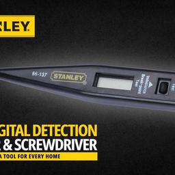 STANLEY 66-137 2-in-1 12V Digital Detection Tester & Screwdriver with LCD Display for Home, DIY & Professional Use Ideal for Carpentry, Mechanical, Electrical & Plumbing Tasks, YELLOW & BLACK image 3