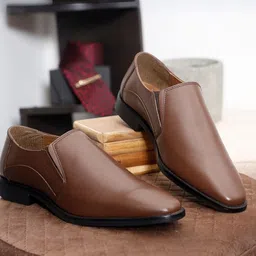 Louis Stitch Men Tan Premium Italian Leather Formal Slip-On Shoes-image-50