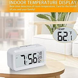 cbk Plastic Digital Alarm Clock Table Clock for Students, Home, Office, Corporate with Automatic Sensor, Date & Temperature, 5.91 Inch, 15 cm (White Digital) image 3