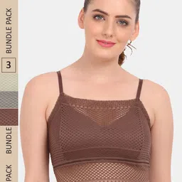 Amour Secret Pack of 3 Floral Lace Bralette Bra - Lightly Padded-image-57
