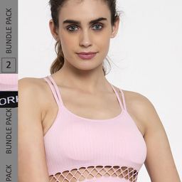 MAKCLAN Pack Of 2 Non-Wired Removable padding Full Coverage Work Out Bra All Day Comfort-44
