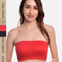 FIMS Pack of 2 Solid Bandeau Rapid Dry Bra-image-14