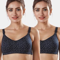Sonari Set of 2 Navy Blue & White Abstract Bra-40
