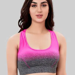 PLUMBURY Printed Full Coverage Removable Padded Rapid-Dry Sports Bra With All Day Comfort-picture-28