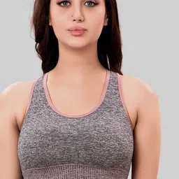 PLUMBURY Full Coverage Removable Padding Seamless Workout Bra With All Day Comfort-picture-8