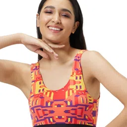 bummer Printed Non Padded Moisture Wicking Rapid-Dry Workout Sports Bra - Full Coverage-image-65
