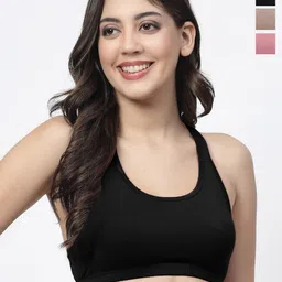 Docare Pack of 3 Full Coverage Non Padded Workout Bras With All Day Comfort-50
