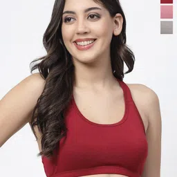Docare Pack Of 3 Jerry Sports Full Coverage All Day Comfort Cotton Workout Bra-51