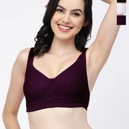College Girl Pack Of 3 Non-Wired Lightly Padded Cotton T-shirt Bra With All Day Comfort-image-66