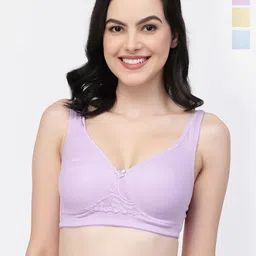 College Girl Pack Of 3 Non-Wired Lightly Padded Cotton T-shirt Bra With All Day Comfort-40