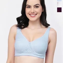 College Girl Pack Of 3 Non-Wired Lightly Padded Cotton T-shirt Bra With All Day Comfort-image-77
