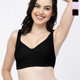 College Girl Pack Of 3 Non-Wired Lightly Padded Cotton T-shirt Bra With All Day Comfort-image-41