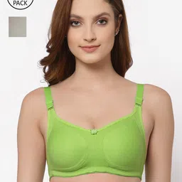 Floret Pack of 2 Lime Green & Grey Non Padded Bra-image-77