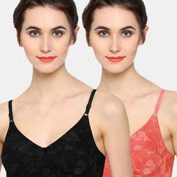 Sonari Black & Red Set of 2 Floral Non-Padded Minimizer Bra-6
