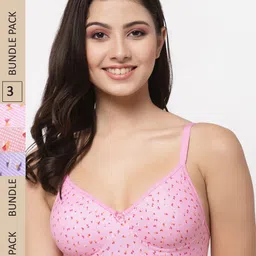 College Girl Pack of 3 Cotton Non Padded Bra-picture-40