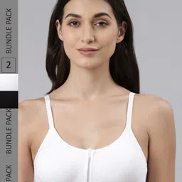Dollar Missy Pack of 2  Cotton Wire-Free Full Coverage Bra DES-1051-R3-BLK-WHT-PO2-picture-52