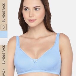 Inner Sense Blue & White Pack of 3 Organic Cotton  Bra-image-35