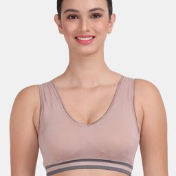 Amour Secret Mauve & Grey Workout Colourblocked Bra With Removable Padding-picture-15
