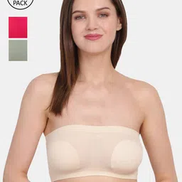 Amour Secret Women's Pack Of 3 Pink & Green Non-Padded Tube/Bandeau Bra-image-91