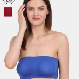 Amour Secret Blue & Maroon Non-Padded Tube/Bandeau Bra Pack of 2-image-51