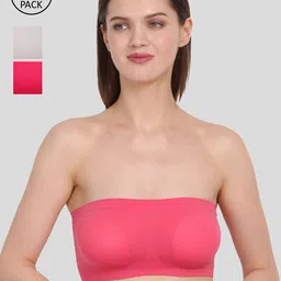 Amour Secret Women's Pack Of 3 Coral & Pink Non-Padded Tube/Bandeau Bra-image-80