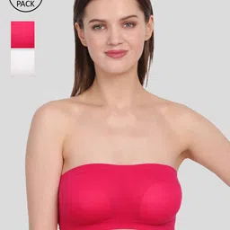 Amour Secret Pink & White Non-Padded Tube/Bandeau Bra Pack of 2-image-49