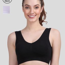 Amour Secret Women Pack of 2 Black & White Lightly Padded Sports Bra-image-79