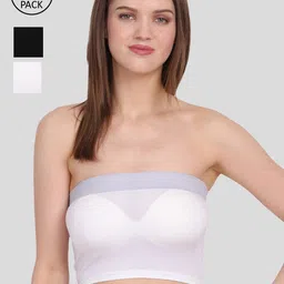 Amour Secret White & Black Bandeau Bra-image-37