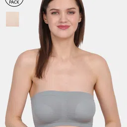 Amour Secret Nude-Coloured & Grey Bandeau Tube/Non-padded Bra pack of 2-image-94